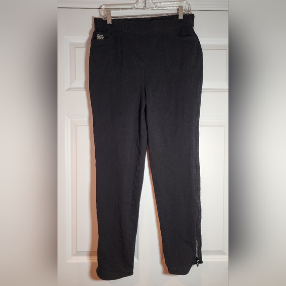 Quacker Factory Dream Jeannes Stretchy Black Jeggings Rhinestone Detail M - Picture 1 of 6
